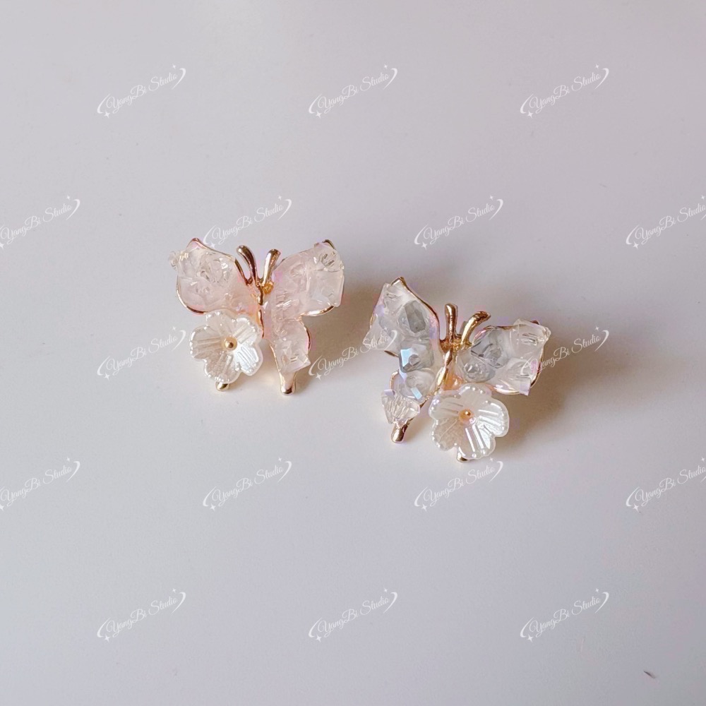 𝓨𝓪𝓷𝓰𝓑𝓲🩰耳針耳夾都有｜漸變蝴蝶氣質甜美耳環 耳針 耳釘 Y748-細節圖7