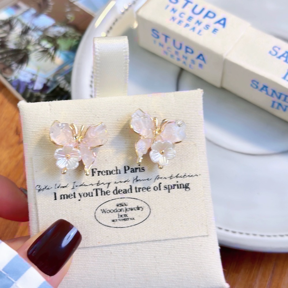 𝓨𝓪𝓷𝓰𝓑𝓲🩰耳針耳夾都有｜漸變蝴蝶氣質甜美耳環 耳針 耳釘 Y748-細節圖4