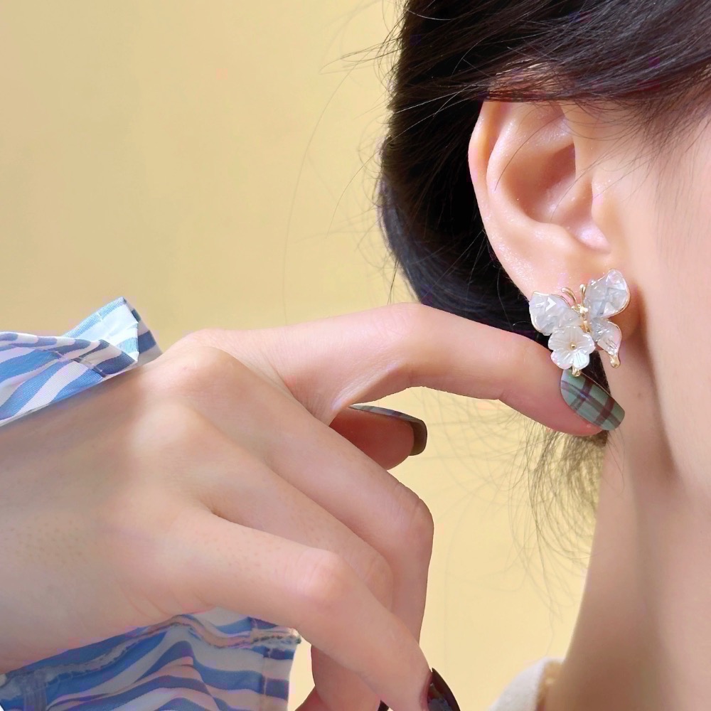 𝓨𝓪𝓷𝓰𝓑𝓲🩰耳針耳夾都有｜漸變蝴蝶氣質甜美耳環 耳針 耳釘 Y748-細節圖3