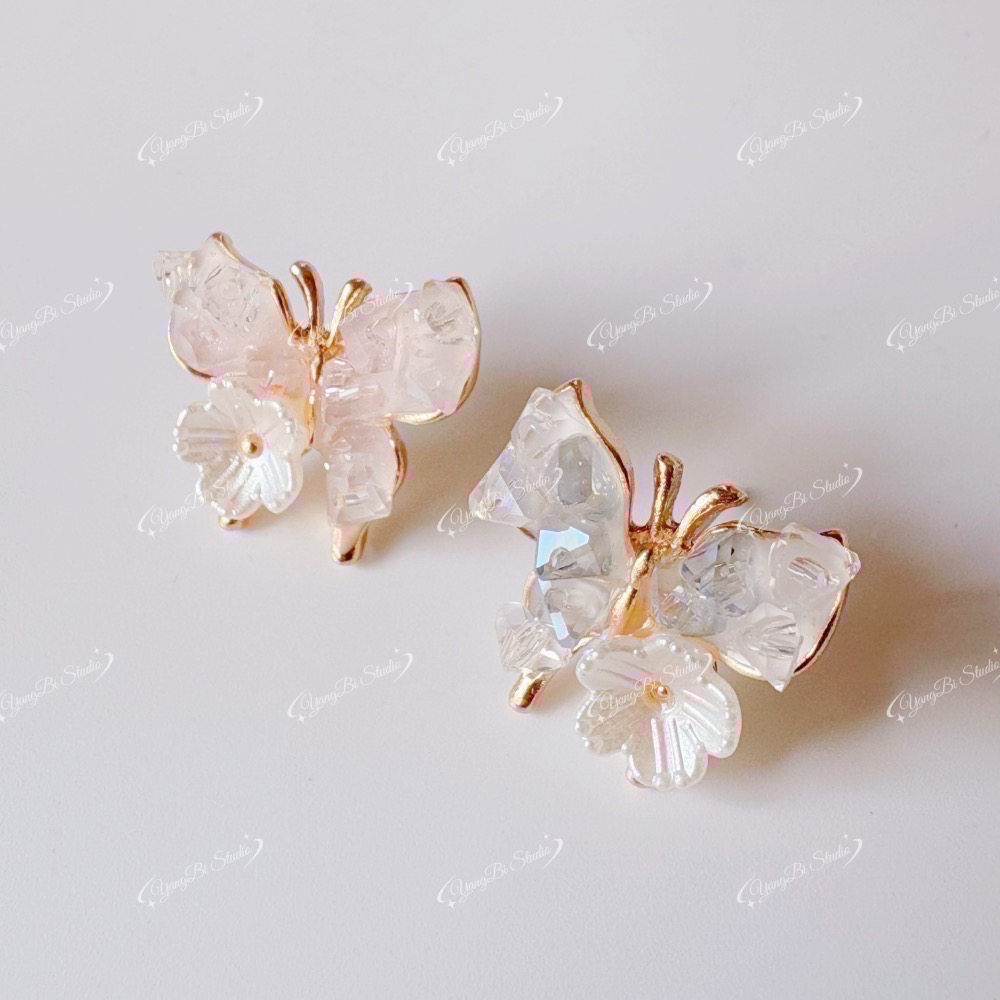 𝓨𝓪𝓷𝓰𝓑𝓲🩰耳針耳夾都有｜漸變蝴蝶氣質甜美耳環 耳針 耳釘 Y748-細節圖6