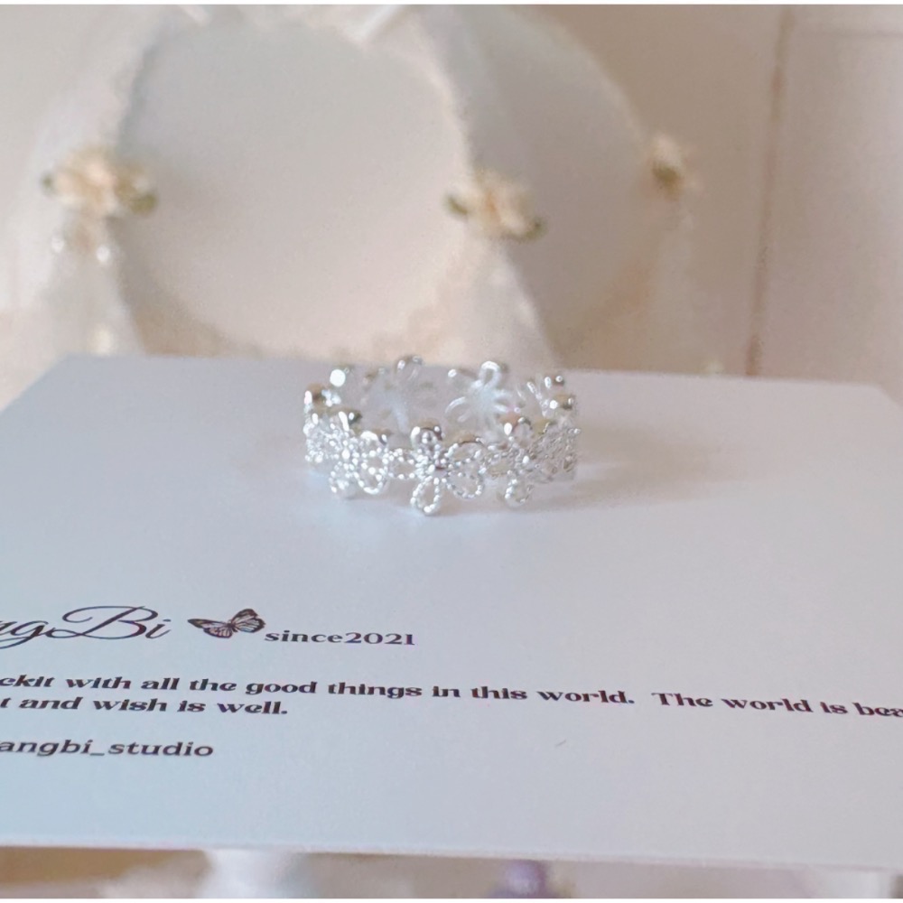 𝓨𝓪𝓷𝓰𝓑𝓲🩰甜美花朵粉寶石戒指 花環 甜美氣質 正韓 粉水晶 Y749-細節圖2