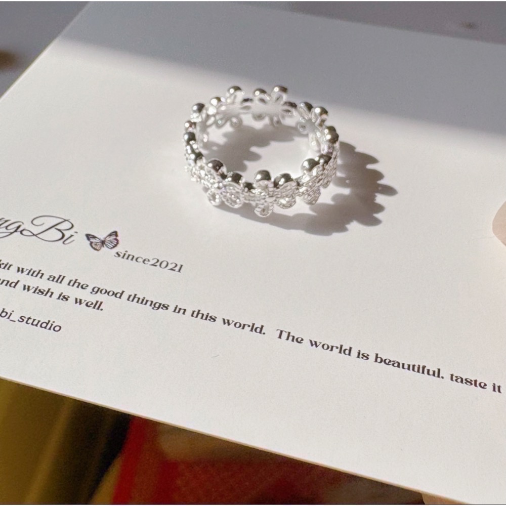 𝓨𝓪𝓷𝓰𝓑𝓲🩰甜美花朵粉寶石戒指 花環 甜美氣質 正韓 粉水晶 Y749-細節圖3