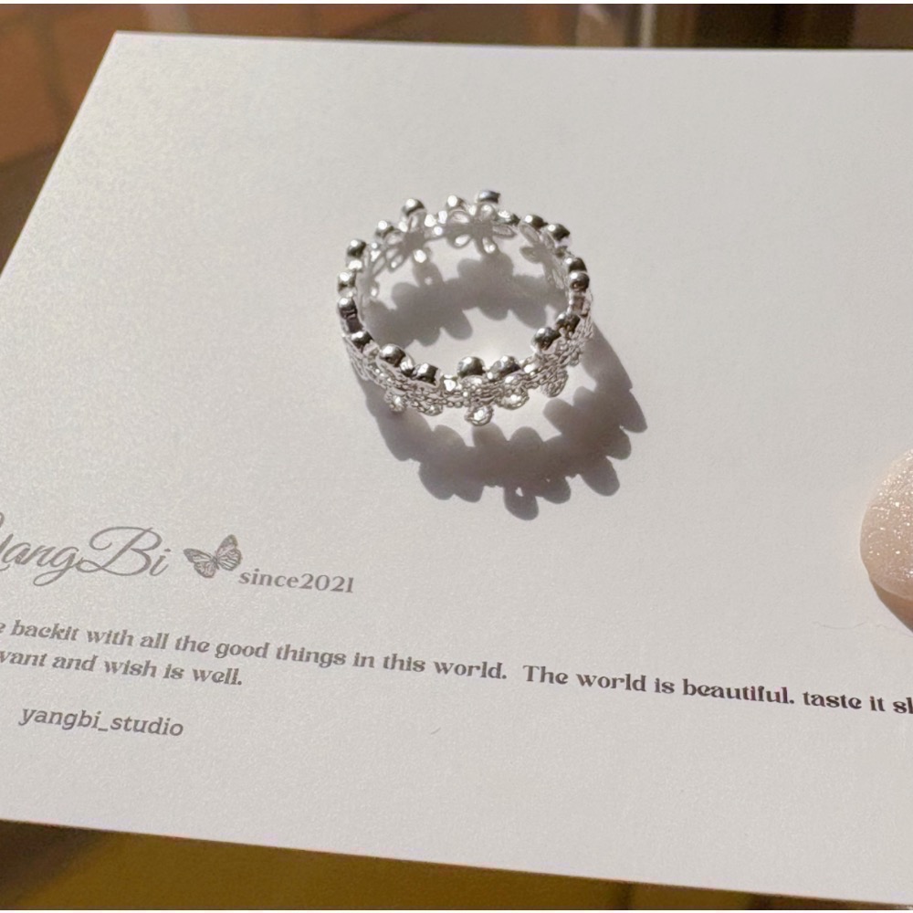 𝓨𝓪𝓷𝓰𝓑𝓲🩰甜美花朵粉寶石戒指 花環 甜美氣質 正韓 粉水晶 Y749-細節圖5