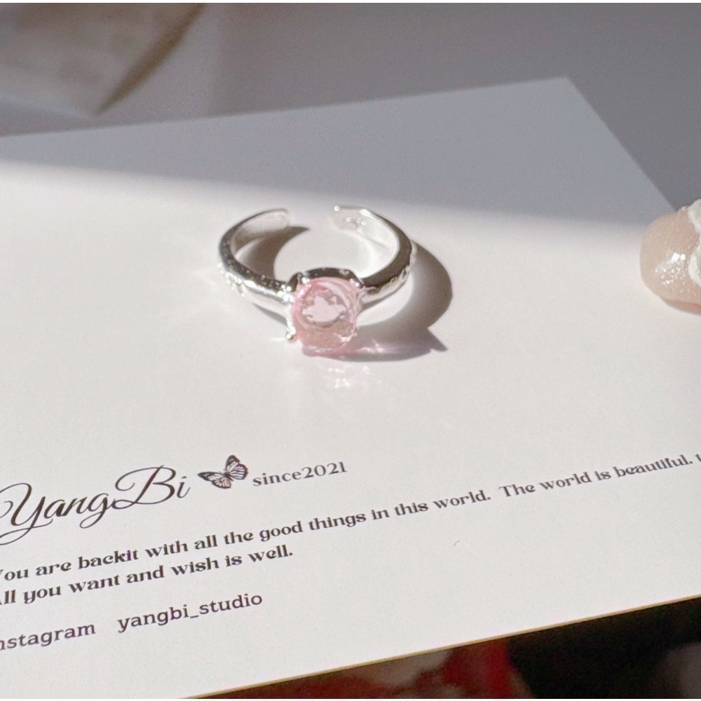𝓨𝓪𝓷𝓰𝓑𝓲🩰甜美花朵粉寶石戒指 花環 甜美氣質 正韓 粉水晶 Y749-細節圖7