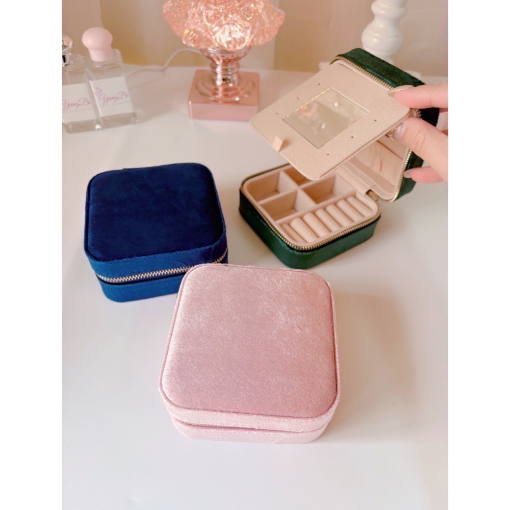 𝓨𝓪𝓷𝓰𝓑𝓲🩰超質感｜帶鏡子精緻絲絨飾品收納盒 便攜式飾品盒 C60-細節圖3