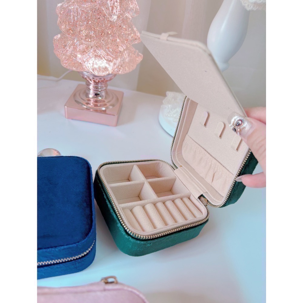 𝓨𝓪𝓷𝓰𝓑𝓲🩰超質感｜帶鏡子精緻絲絨飾品收納盒 便攜式飾品盒 C60-細節圖5