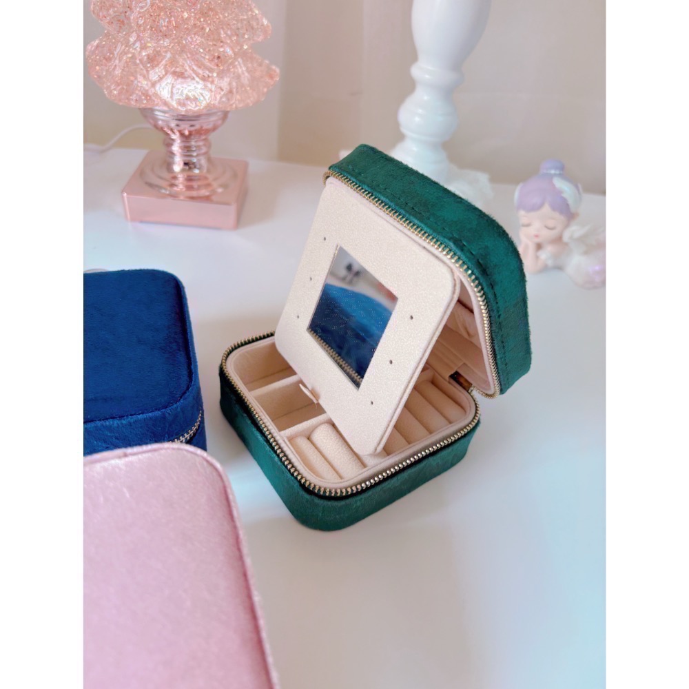 𝓨𝓪𝓷𝓰𝓑𝓲🩰超質感｜帶鏡子精緻絲絨飾品收納盒 便攜式飾品盒 C60-細節圖7