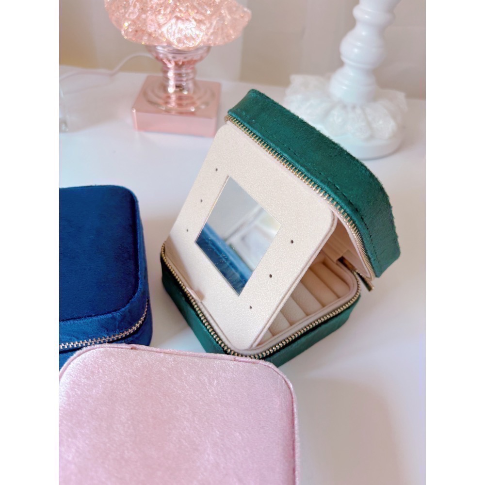 𝓨𝓪𝓷𝓰𝓑𝓲🩰超質感｜帶鏡子精緻絲絨飾品收納盒 便攜式飾品盒 C60-細節圖8