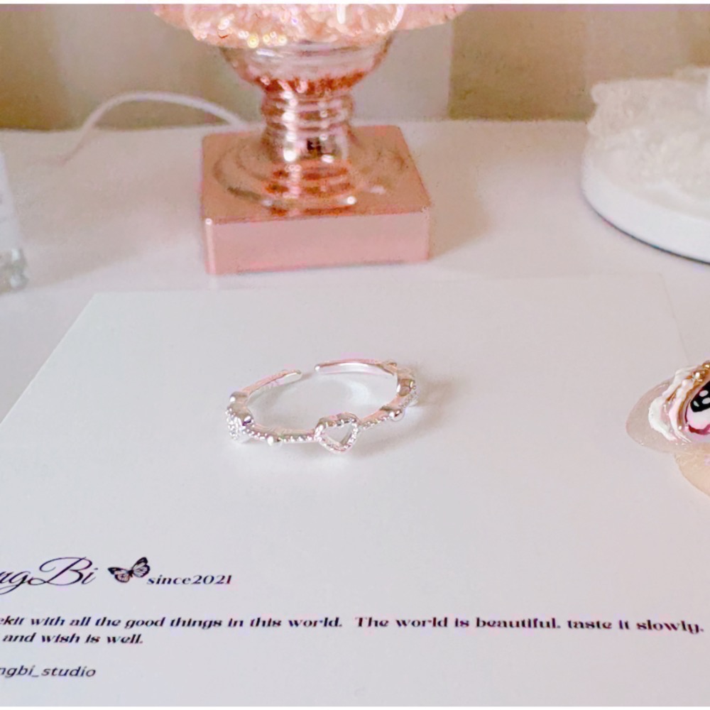 𝓨𝓪𝓷𝓰𝓑𝓲🩰典雅愛心鏤空圓珠戒指 小眾設計 甜美 質感 Y752-細節圖8