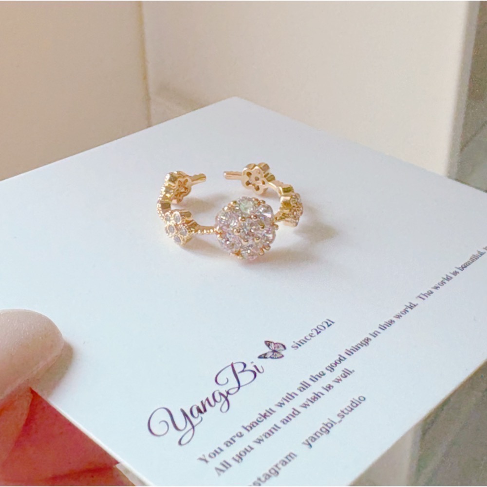 𝓨𝓪𝓷𝓰𝓑𝓲🩰真金電鍍｜鋯石精緻花朵戒指 Y755歐美 輕奢華 華麗感 party-細節圖5