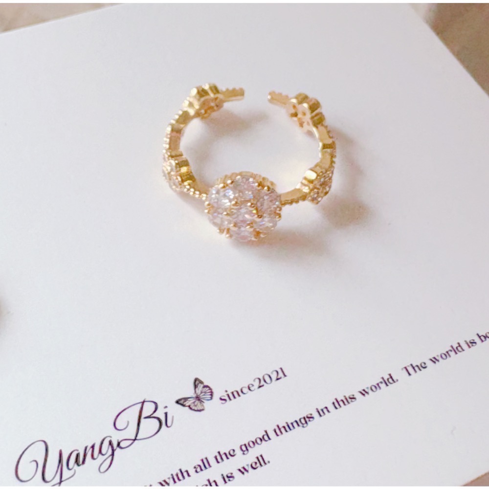 𝓨𝓪𝓷𝓰𝓑𝓲🩰真金電鍍｜鋯石精緻花朵戒指 Y755歐美 輕奢華 華麗感 party-細節圖6