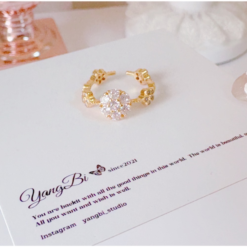 𝓨𝓪𝓷𝓰𝓑𝓲🩰真金電鍍｜鋯石精緻花朵戒指 Y755歐美 輕奢華 華麗感 party-細節圖7