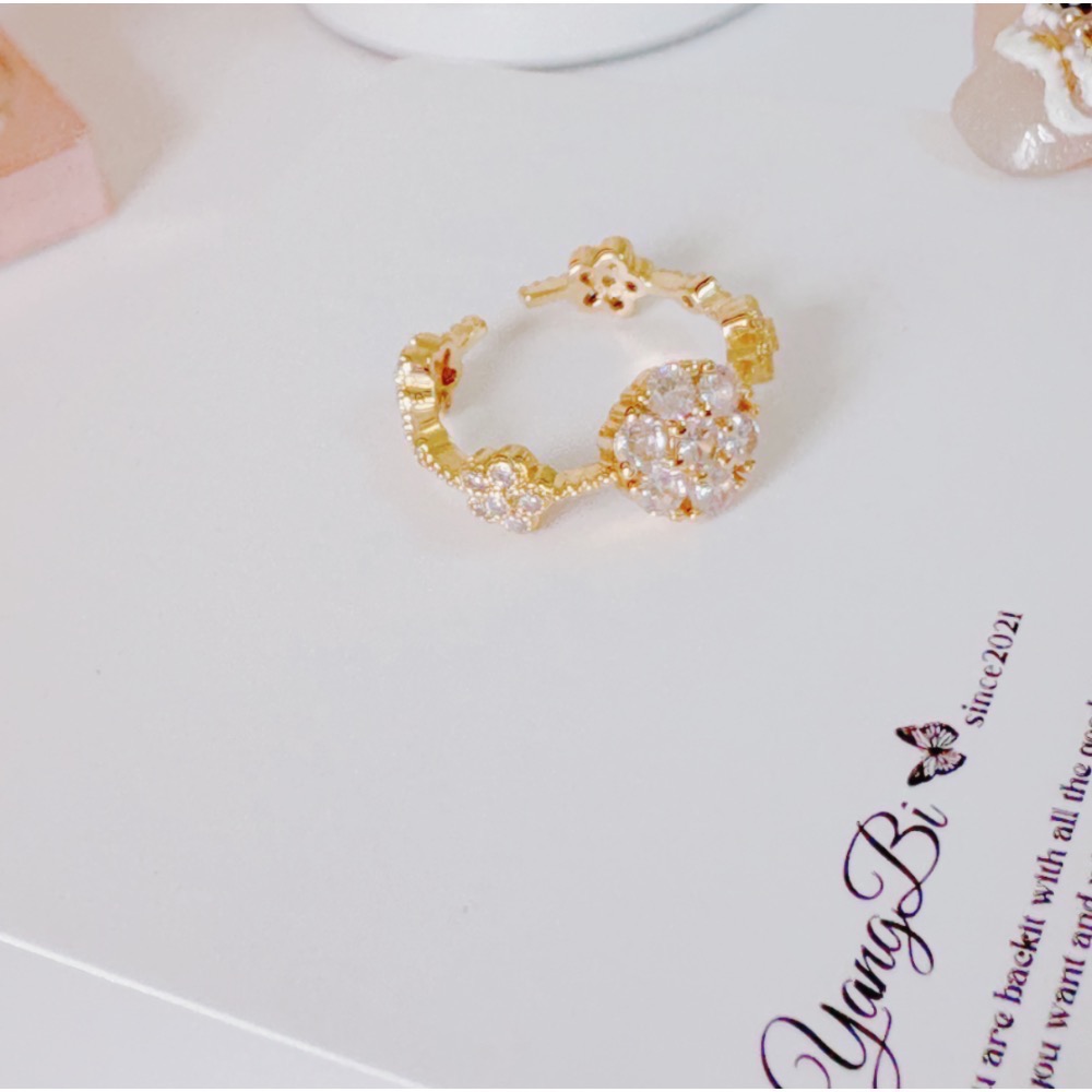 𝓨𝓪𝓷𝓰𝓑𝓲🩰真金電鍍｜鋯石精緻花朵戒指 Y755歐美 輕奢華 華麗感 party-細節圖9