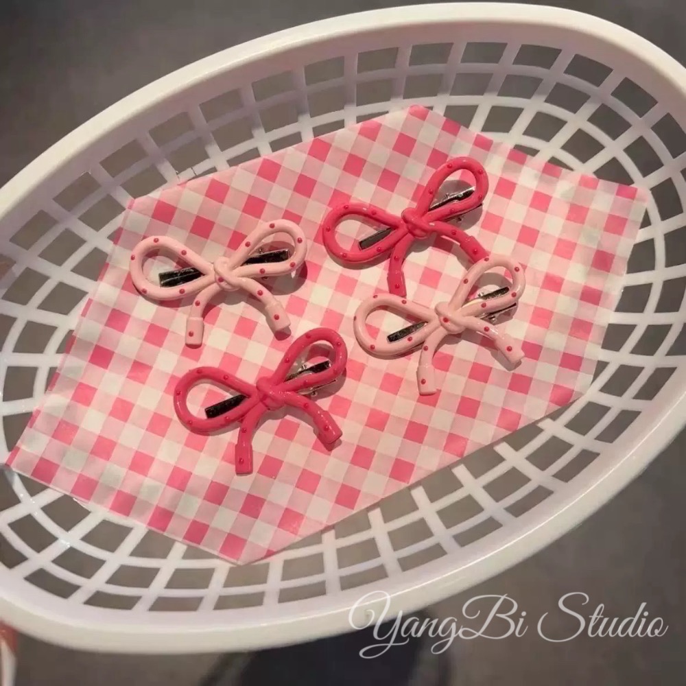 𝓨𝓪𝓷𝓰𝓑𝓲🩰韓系甜甜波點粉嫩蝴蝶結髮夾 鴨嘴夾 V331-細節圖4