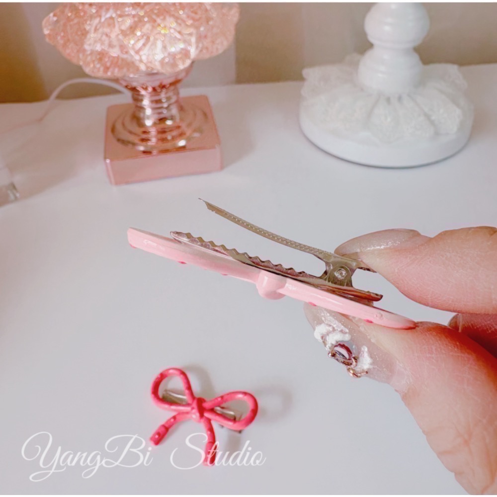 𝓨𝓪𝓷𝓰𝓑𝓲🩰韓系甜甜波點粉嫩蝴蝶結髮夾 鴨嘴夾 V331-細節圖7