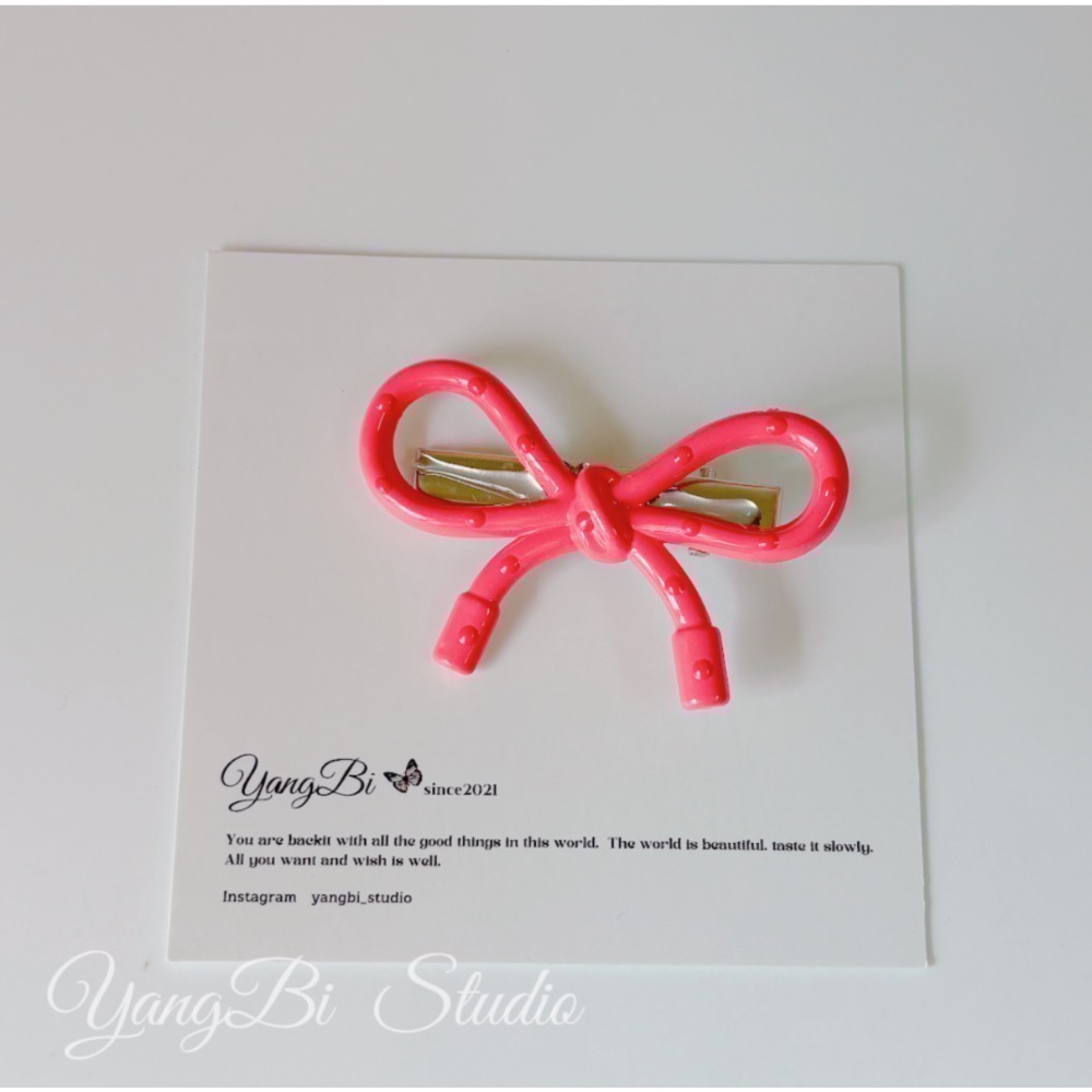 𝓨𝓪𝓷𝓰𝓑𝓲🩰韓系甜甜波點粉嫩蝴蝶結髮夾 鴨嘴夾 V331-規格圖9