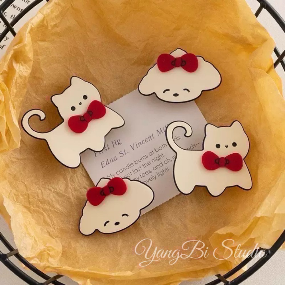 𝓨𝓪𝓷𝓰𝓑𝓲🩰甜美少女可愛蝴蝶結小貓小狗髮夾 鴨嘴夾 V332-細節圖3