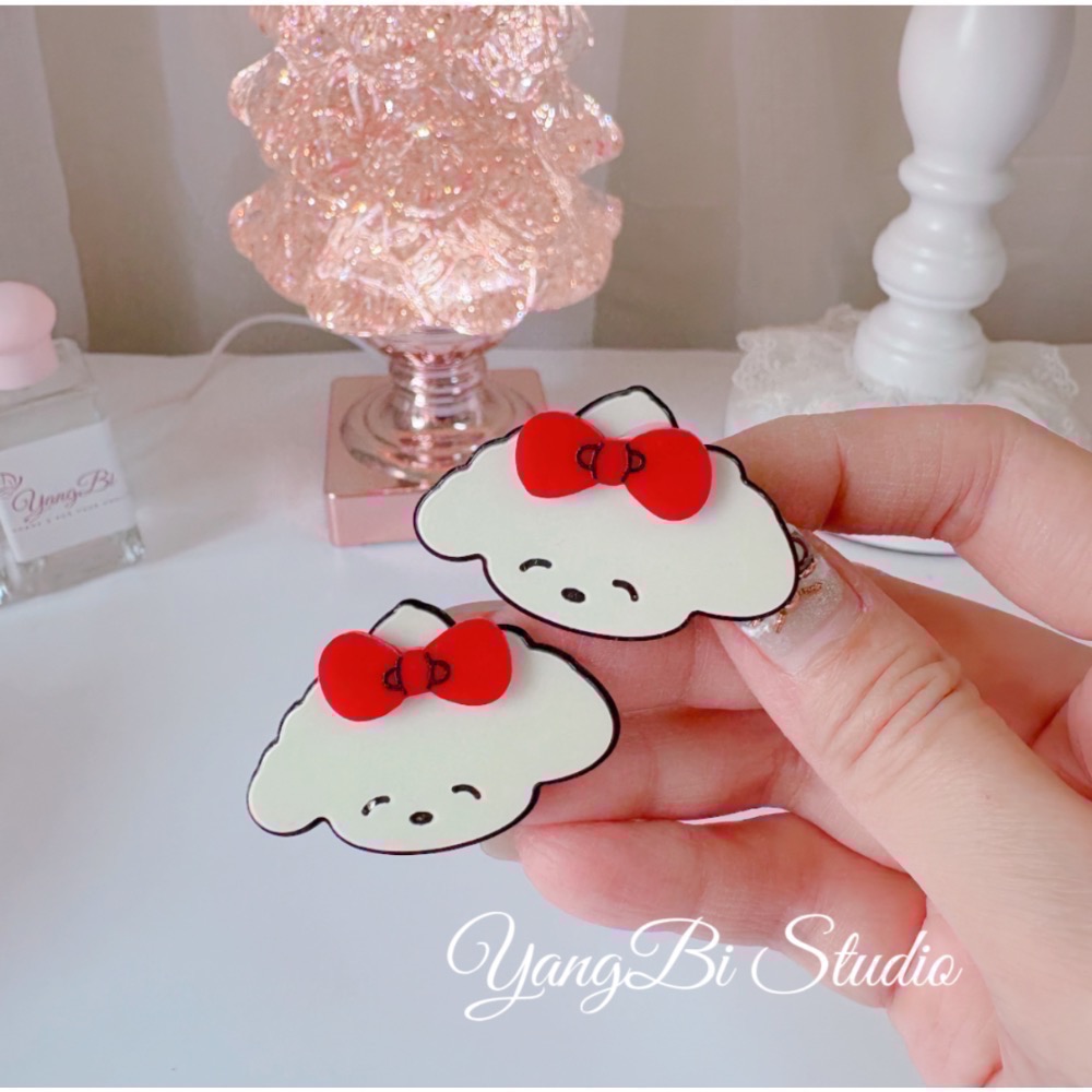 𝓨𝓪𝓷𝓰𝓑𝓲🩰甜美少女可愛蝴蝶結小貓小狗髮夾 鴨嘴夾 V332-細節圖5