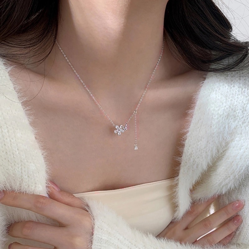 𝓨𝓪𝓷𝓰𝓑𝓲🩰925銀｜夏日小清新晶漾花朵蝴蝶項鍊Y759 甜美 墜鍊 韓國 小眾時尚-細節圖4