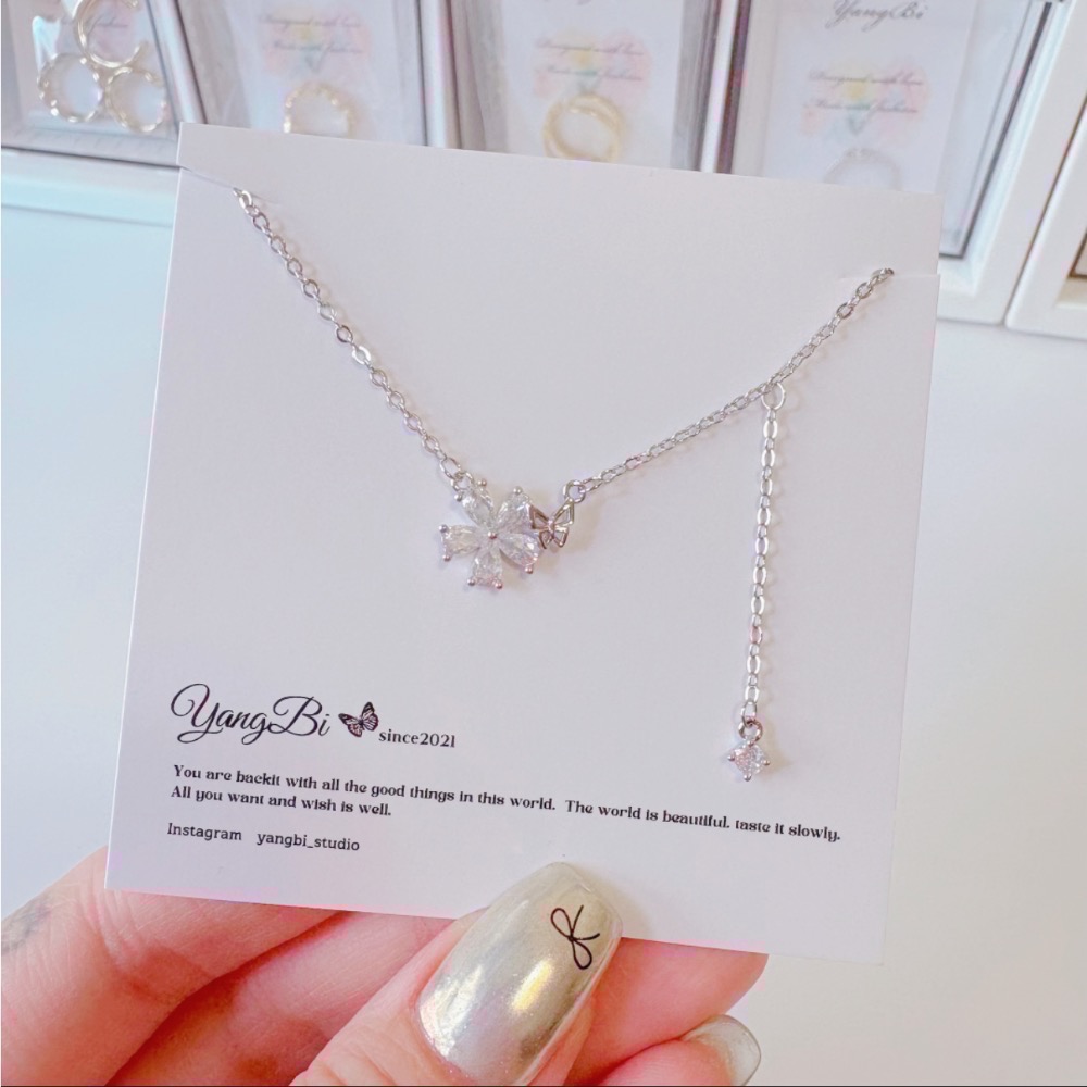 𝓨𝓪𝓷𝓰𝓑𝓲🩰925銀｜夏日小清新晶漾花朵蝴蝶項鍊Y759 甜美 墜鍊 韓國 小眾時尚-細節圖6