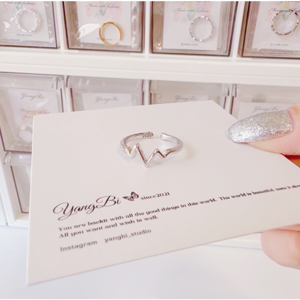 𝓨𝓪𝓷𝓰𝓑𝓲🩰你是我的心跳｜925銀心跳戒指 Y760 純銀 不掉色 韓國-細節圖5