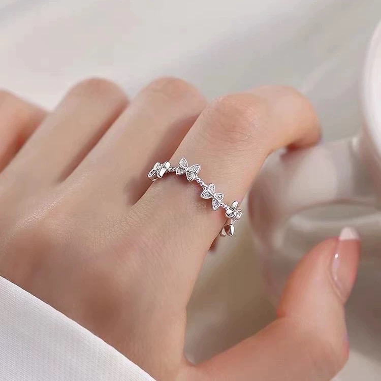 𝓨𝓪𝓷𝓰𝓑𝓲🩰925銀｜不易撞款 蝴蝶麻花卷卷戒指 Y766 甜美 韓國 小眾時尚-細節圖4