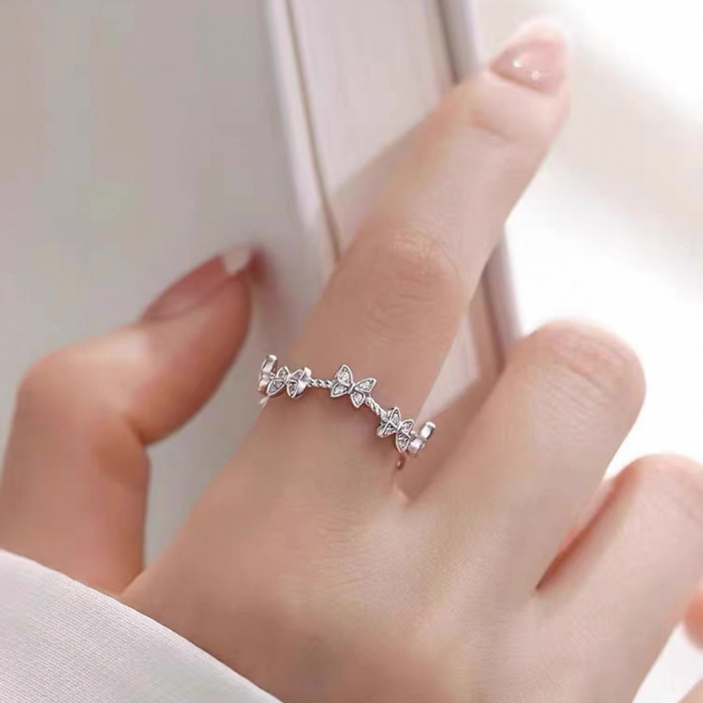 𝓨𝓪𝓷𝓰𝓑𝓲🩰925銀｜不易撞款 蝴蝶麻花卷卷戒指 Y766 甜美 韓國 小眾時尚-細節圖5