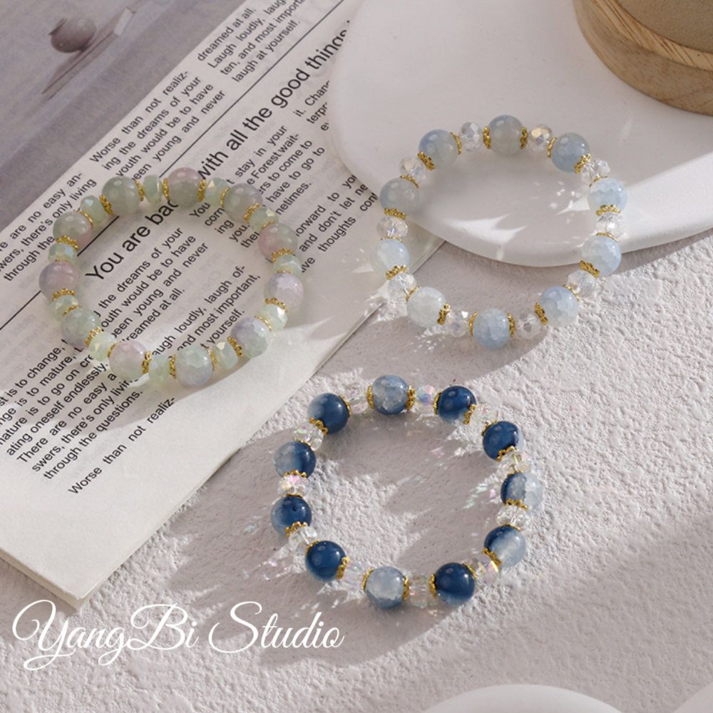 𝓨𝓪𝓷𝓰𝓑𝓲🩰闆娘自留款｜激推！冰透碎花琉璃冰裂爆珠手鍊 Y771水晶 招姻緣 招人緣-細節圖3