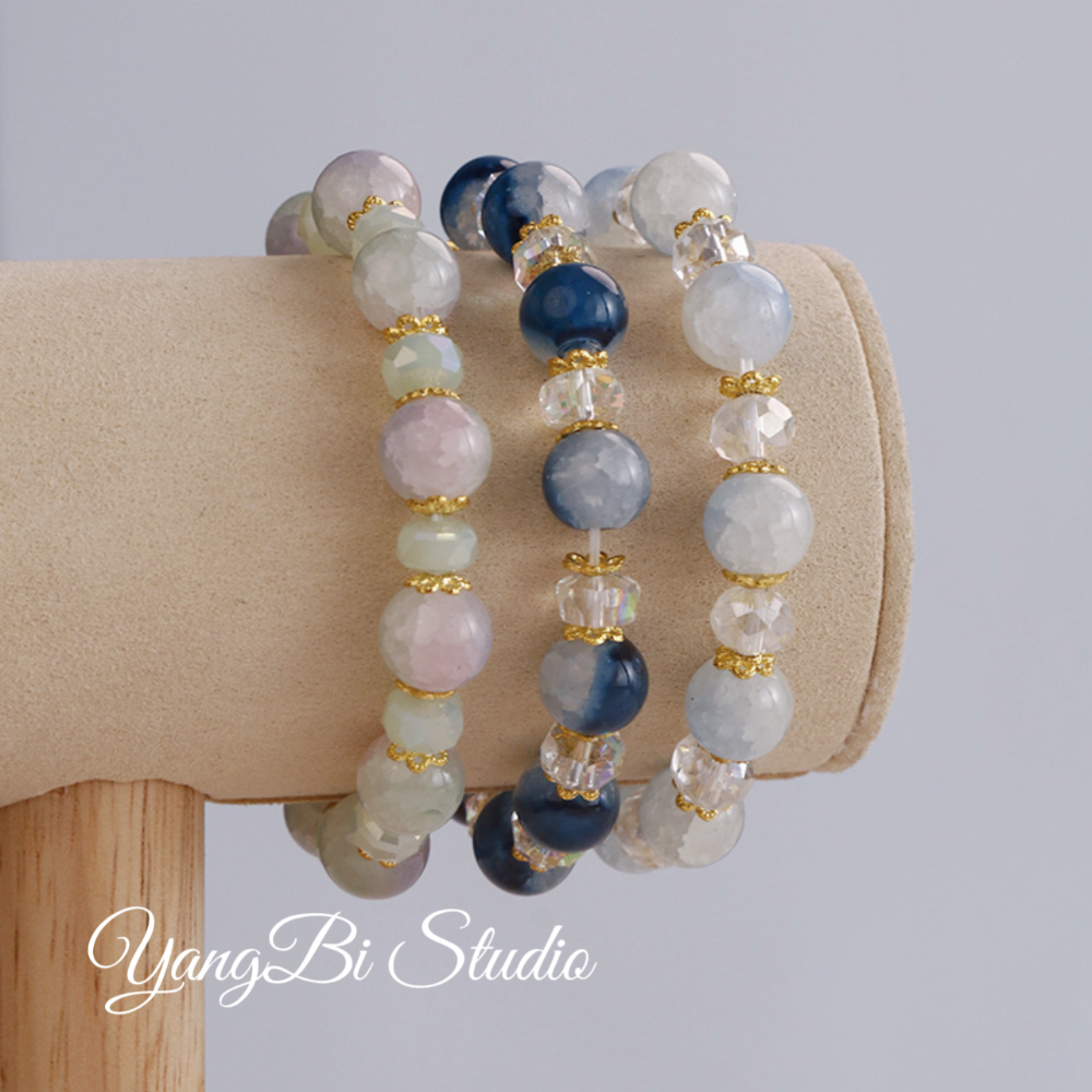 𝓨𝓪𝓷𝓰𝓑𝓲🩰闆娘自留款｜激推！冰透碎花琉璃冰裂爆珠手鍊 Y771水晶 招姻緣 招人緣-細節圖7