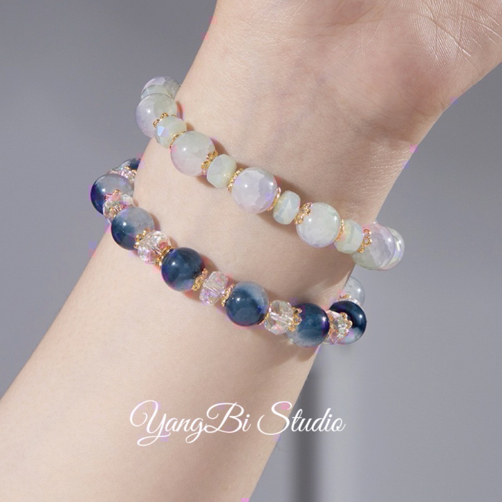 𝓨𝓪𝓷𝓰𝓑𝓲🩰闆娘自留款｜激推！冰透碎花琉璃冰裂爆珠手鍊 Y771水晶 招姻緣 招人緣-細節圖2