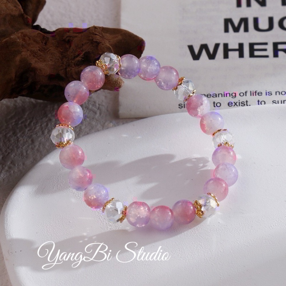 𝓨𝓪𝓷𝓰𝓑𝓲🩰闆娘自留款｜激推！冰透碎花琉璃冰裂爆珠手鍊 Y771水晶 招姻緣 招人緣-細節圖8