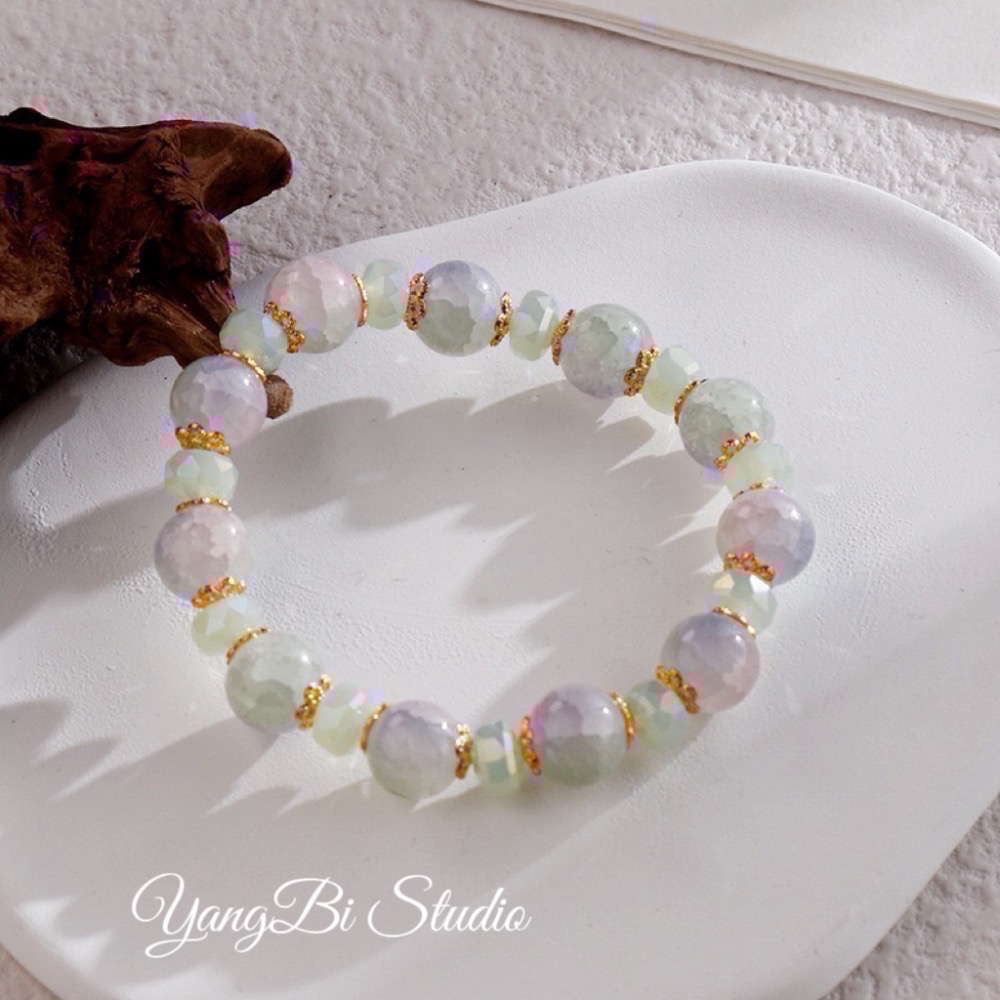 𝓨𝓪𝓷𝓰𝓑𝓲🩰闆娘自留款｜激推！冰透碎花琉璃冰裂爆珠手鍊 Y771水晶 招姻緣 招人緣-規格圖10