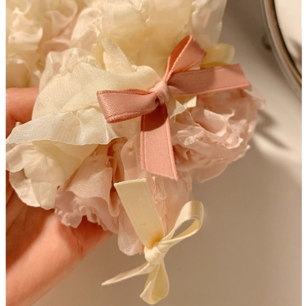 𝓨𝓪𝓷𝓰𝓑𝓲🩰奶油甜心｜芭蕾風泡泡絲帶蝴蝶結大腸圈 V344 森系仙美 少女心-細節圖4