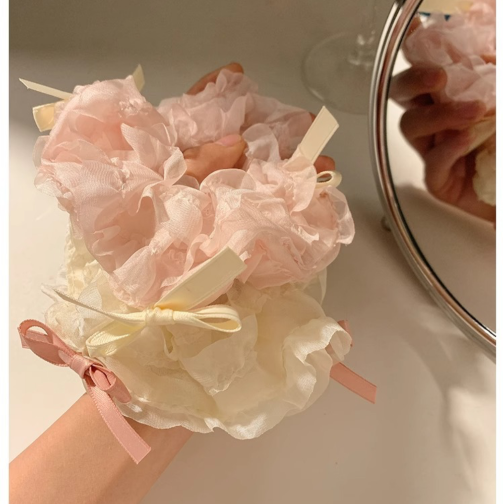 𝓨𝓪𝓷𝓰𝓑𝓲🩰奶油甜心｜芭蕾風泡泡絲帶蝴蝶結大腸圈 V344 森系仙美 少女心-細節圖5