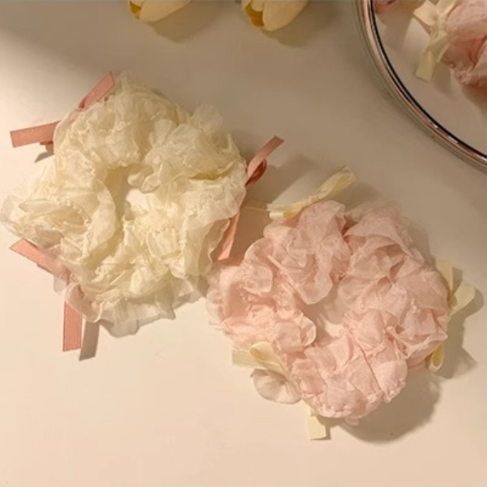 𝓨𝓪𝓷𝓰𝓑𝓲🩰奶油甜心｜芭蕾風泡泡絲帶蝴蝶結大腸圈 V344 森系仙美 少女心-細節圖6