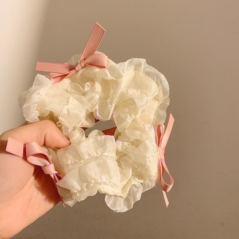 𝓨𝓪𝓷𝓰𝓑𝓲🩰奶油甜心｜芭蕾風泡泡絲帶蝴蝶結大腸圈 V344 森系仙美 少女心-規格圖9