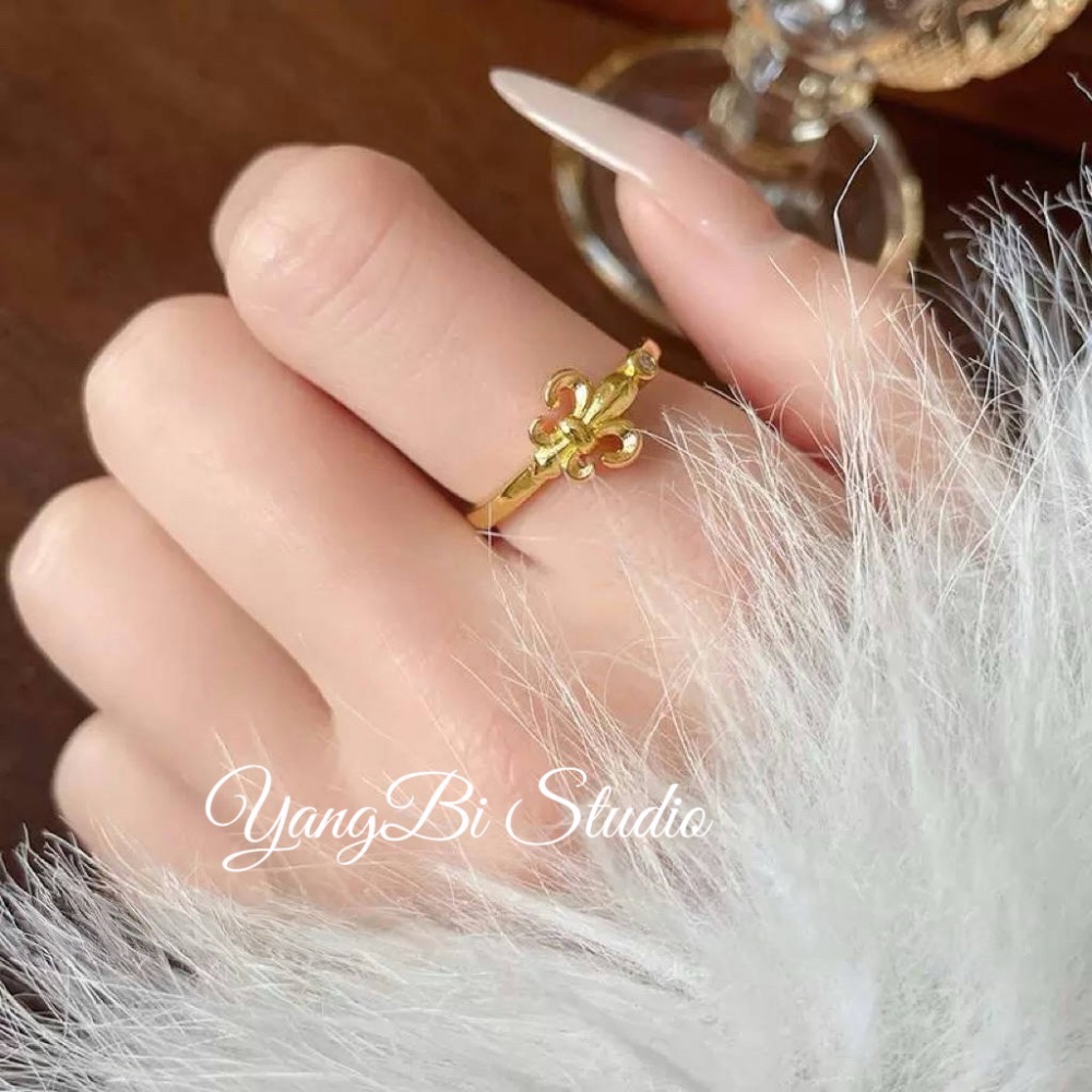 𝓨𝓪𝓷𝓰𝓑𝓲🩰加強高保色｜絕美鳶尾花鋯石仙女戒指 宮廷風 小華麗 純銀 Y774-細節圖2