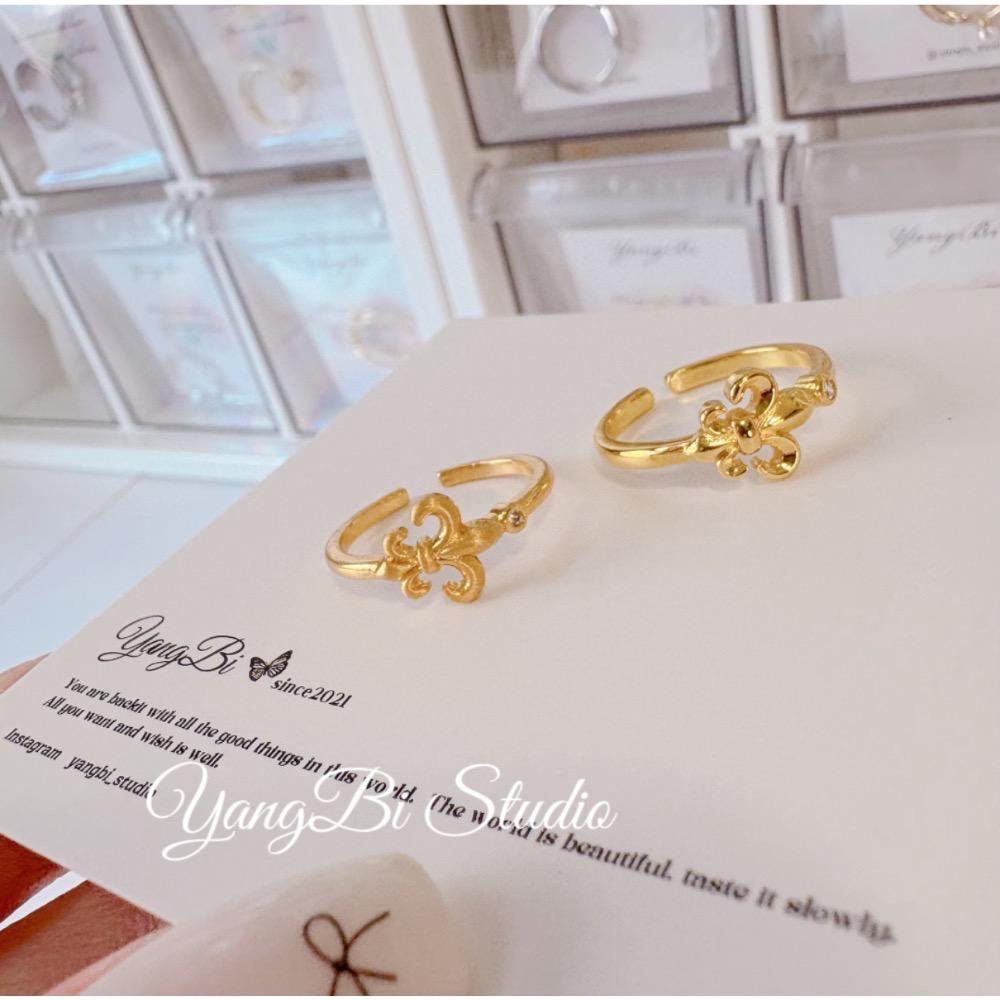 𝓨𝓪𝓷𝓰𝓑𝓲🩰加強高保色｜絕美鳶尾花鋯石仙女戒指 宮廷風 小華麗 純銀 Y774-細節圖8