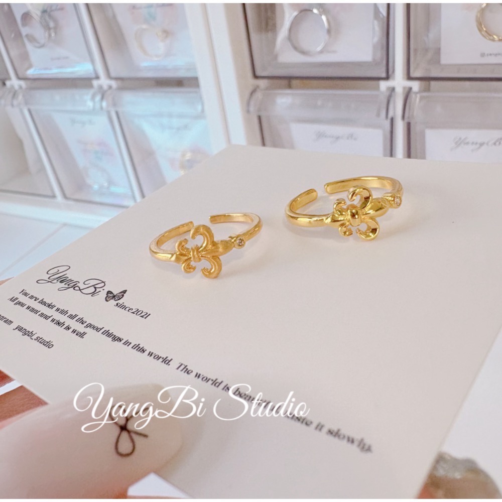 𝓨𝓪𝓷𝓰𝓑𝓲🩰加強高保色｜絕美鳶尾花鋯石仙女戒指 宮廷風 小華麗 純銀 Y774-規格圖11