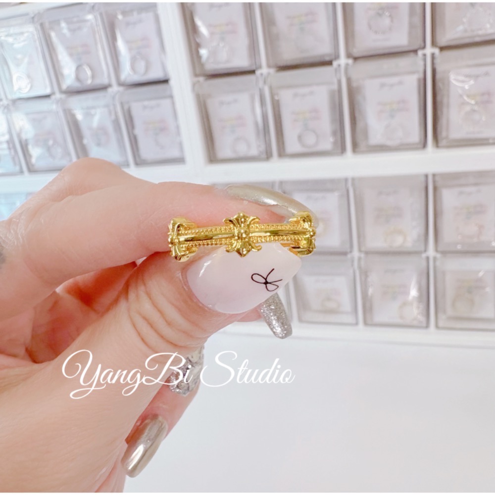 𝓨𝓪𝓷𝓰𝓑𝓲🩰加強高保色｜沙金鳶尾花仙女戒指 宮廷風 小華麗 純銀 Y775-細節圖5