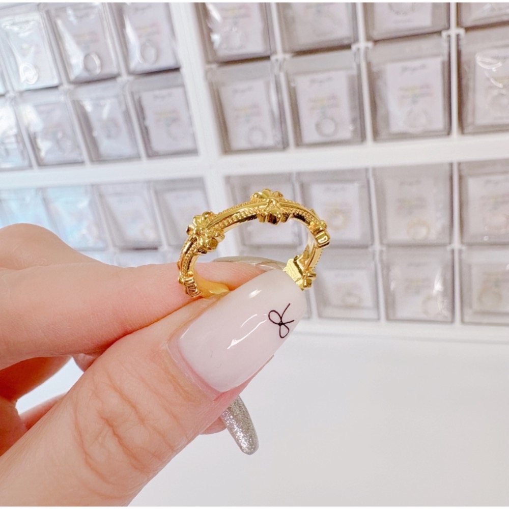 𝓨𝓪𝓷𝓰𝓑𝓲🩰加強高保色｜沙金鳶尾花仙女戒指 宮廷風 小華麗 純銀 Y775-細節圖7