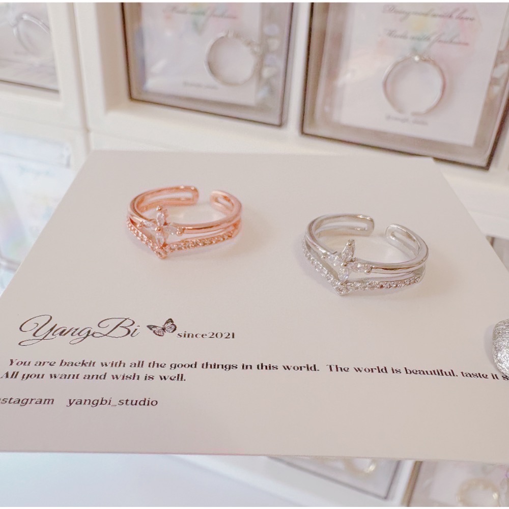 𝓨𝓪𝓷𝓰𝓑𝓲🩰韓版超修飾 四瓣花鑲鑽戒指 Y776-細節圖3