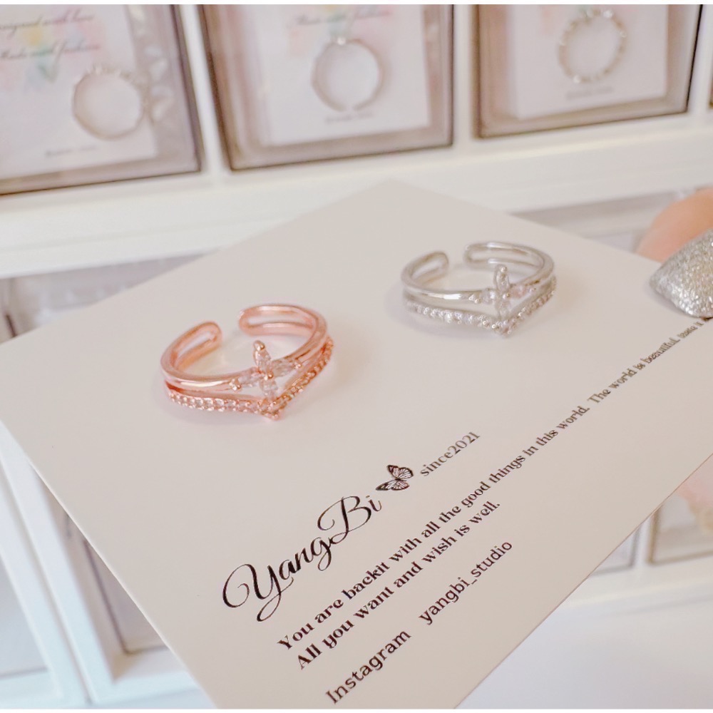 𝓨𝓪𝓷𝓰𝓑𝓲🩰韓版超修飾 四瓣花鑲鑽戒指 Y776-細節圖7