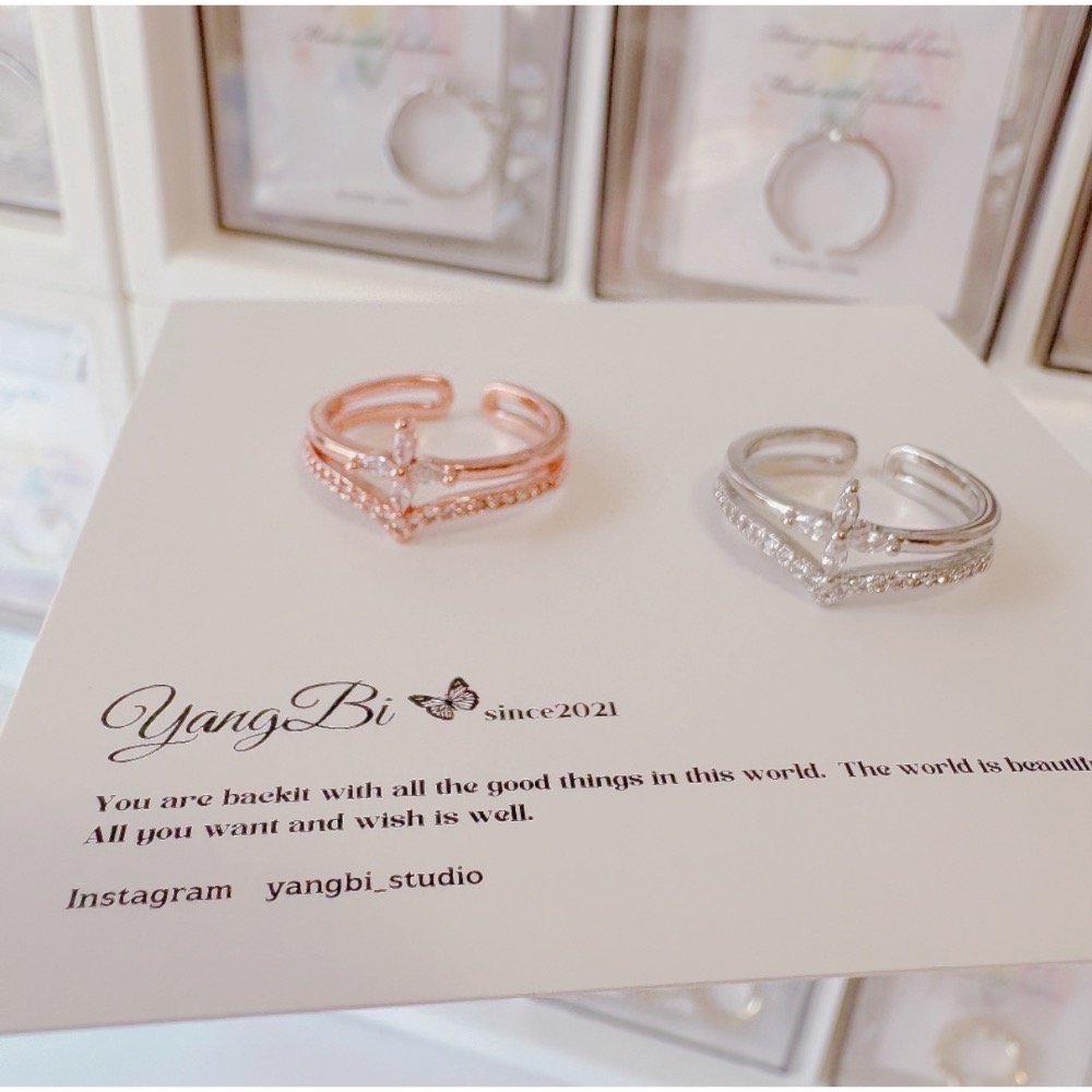 𝓨𝓪𝓷𝓰𝓑𝓲🩰韓版超修飾 四瓣花鑲鑽戒指 Y776-細節圖8