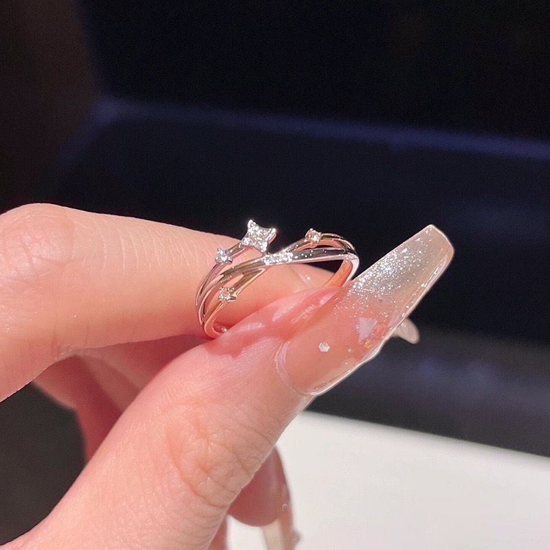 𝓨𝓪𝓷𝓰𝓑𝓲🩰四芒星 流星閃鋯戒指 Y781-細節圖3