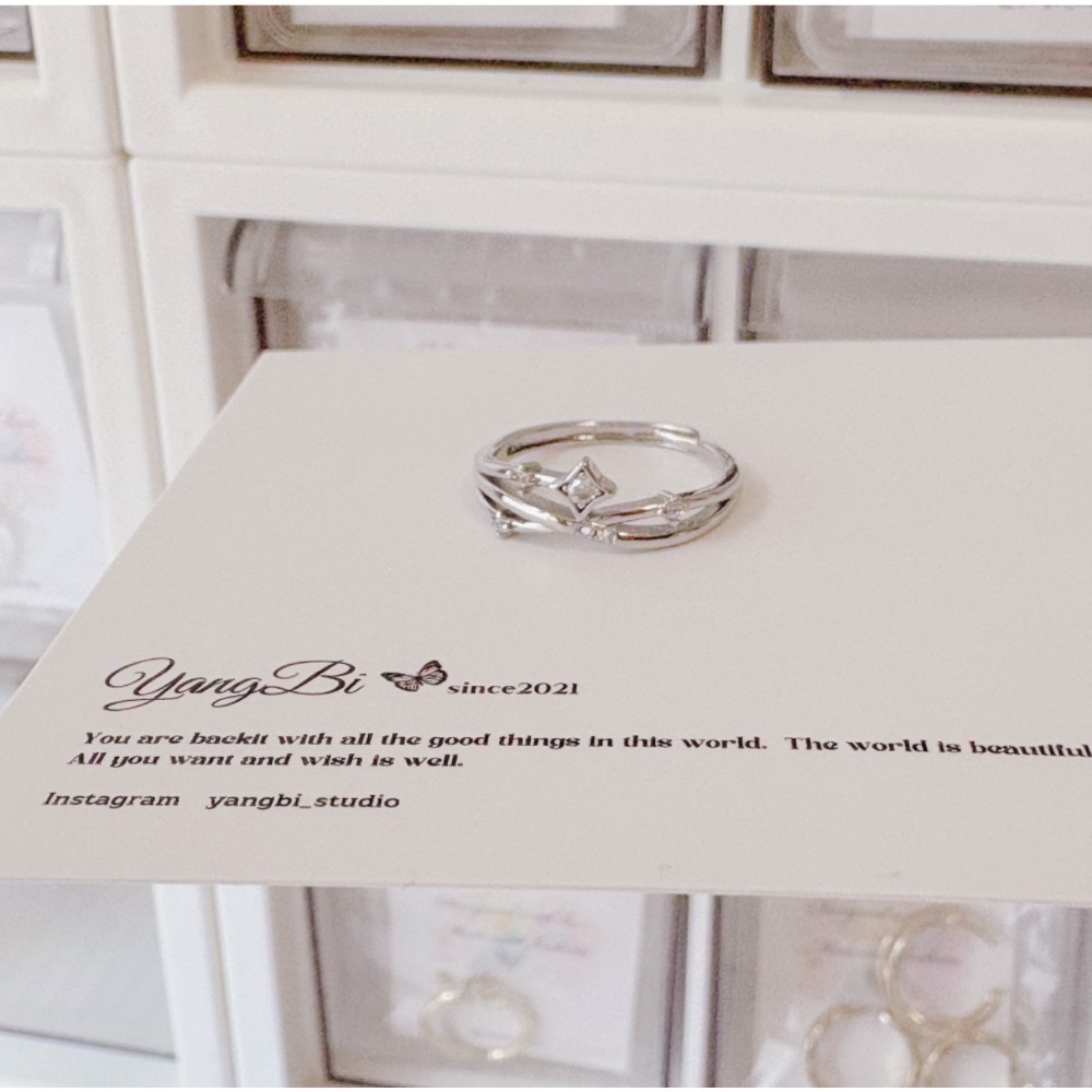 𝓨𝓪𝓷𝓰𝓑𝓲🩰四芒星 流星閃鋯戒指 Y781-細節圖5