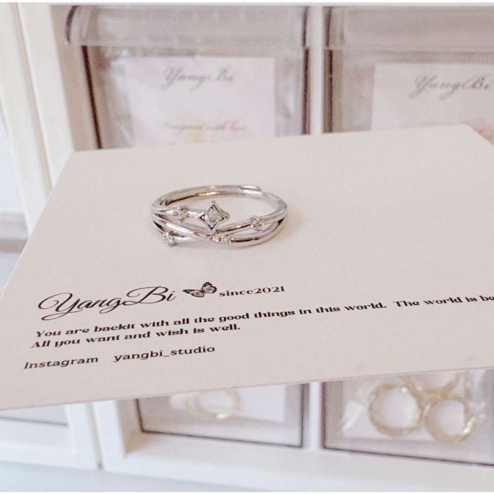 𝓨𝓪𝓷𝓰𝓑𝓲🩰四芒星 流星閃鋯戒指 Y781-細節圖7