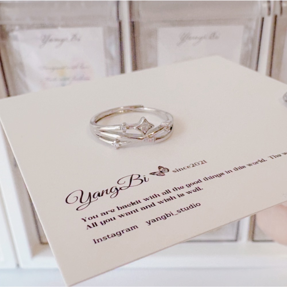 𝓨𝓪𝓷𝓰𝓑𝓲🩰四芒星 流星閃鋯戒指 Y781-細節圖8