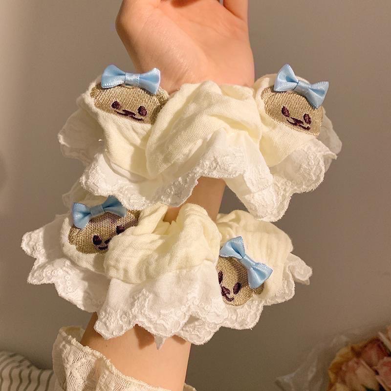 𝓨𝓪𝓷𝓰𝓑𝓲🩰可愛蕾絲花邊蝴蝶結小狗大腸圈 蝴蝶結 丸子頭 V346-細節圖4