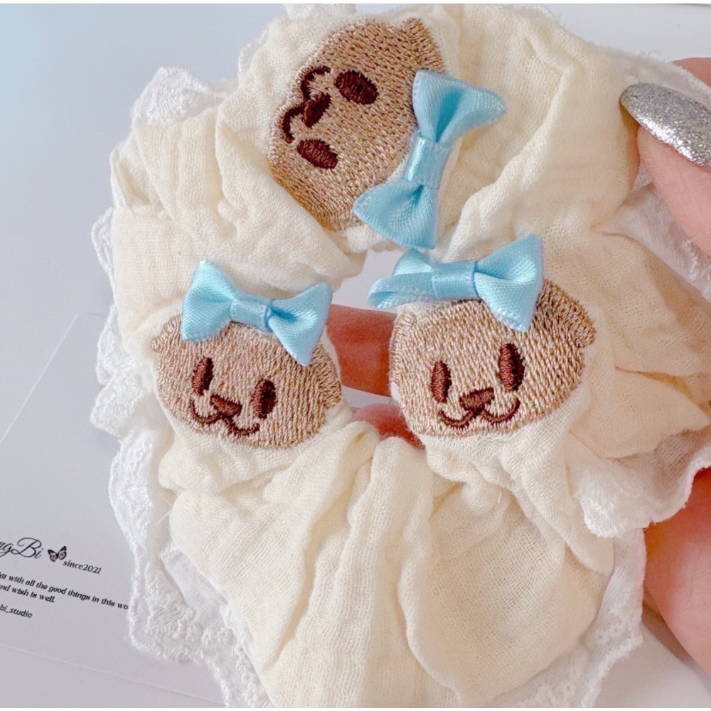 𝓨𝓪𝓷𝓰𝓑𝓲🩰可愛蕾絲花邊蝴蝶結小狗大腸圈 蝴蝶結 丸子頭 V346-細節圖6